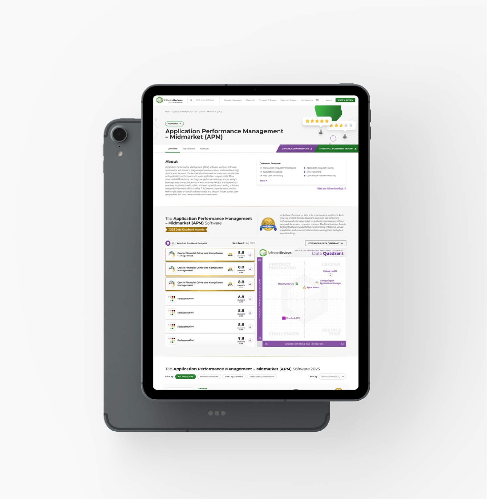 Product page on a tablet